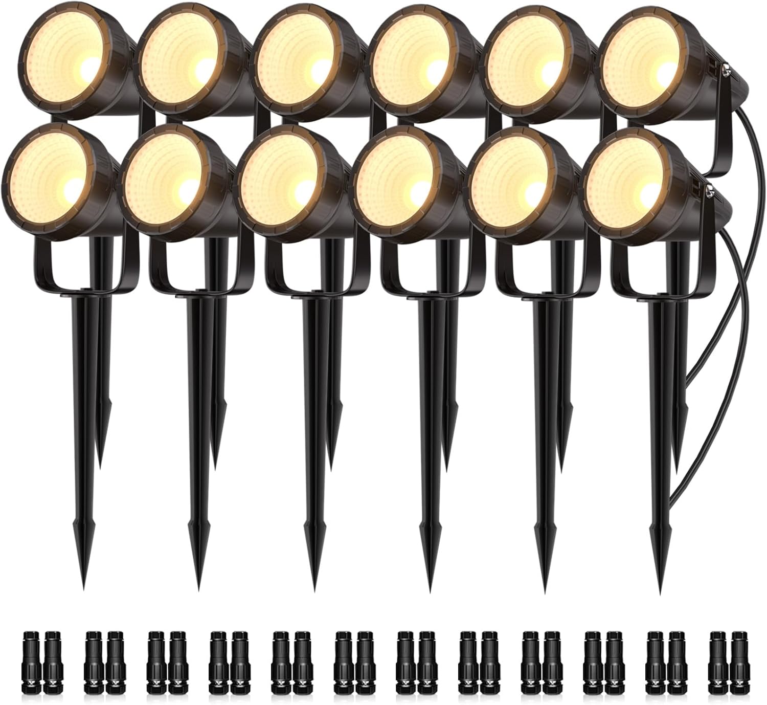 Outdoor Lighting Kit With Transformer - Kit di 12 Faretti Impermeabili da