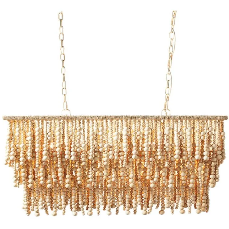 Outdoor Lighting Chandelier - Lampadario Bohemien in Legno con Perline,
