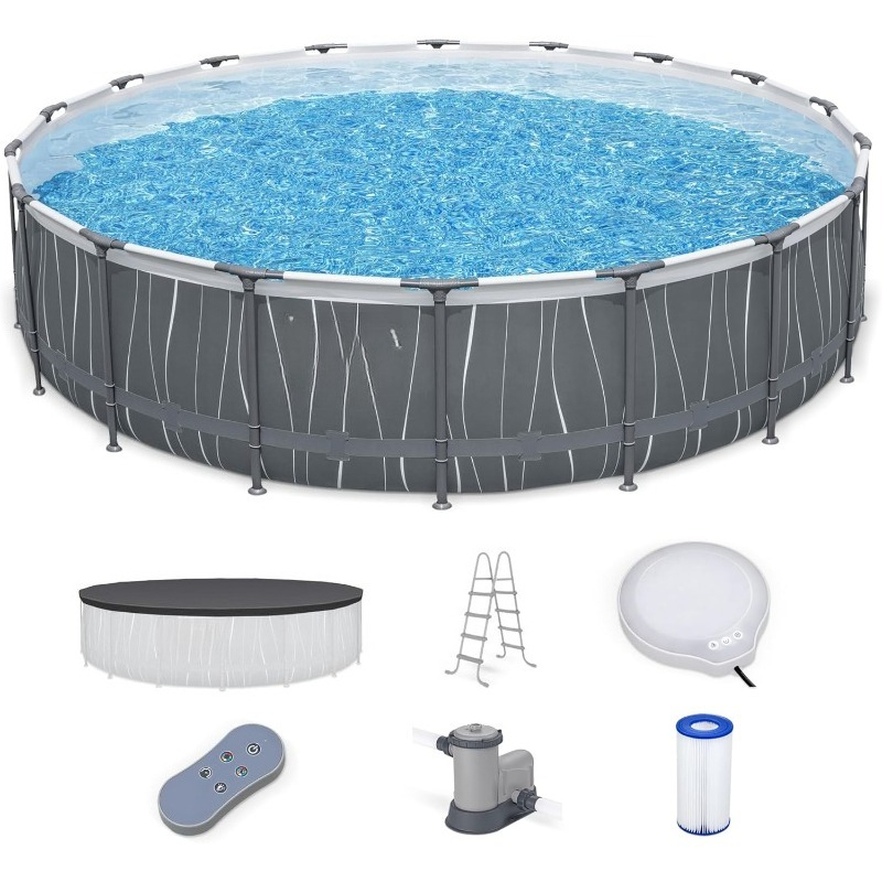 Outdoor Lighting Around Pool - Piscina fuori terra rotonda con telaio