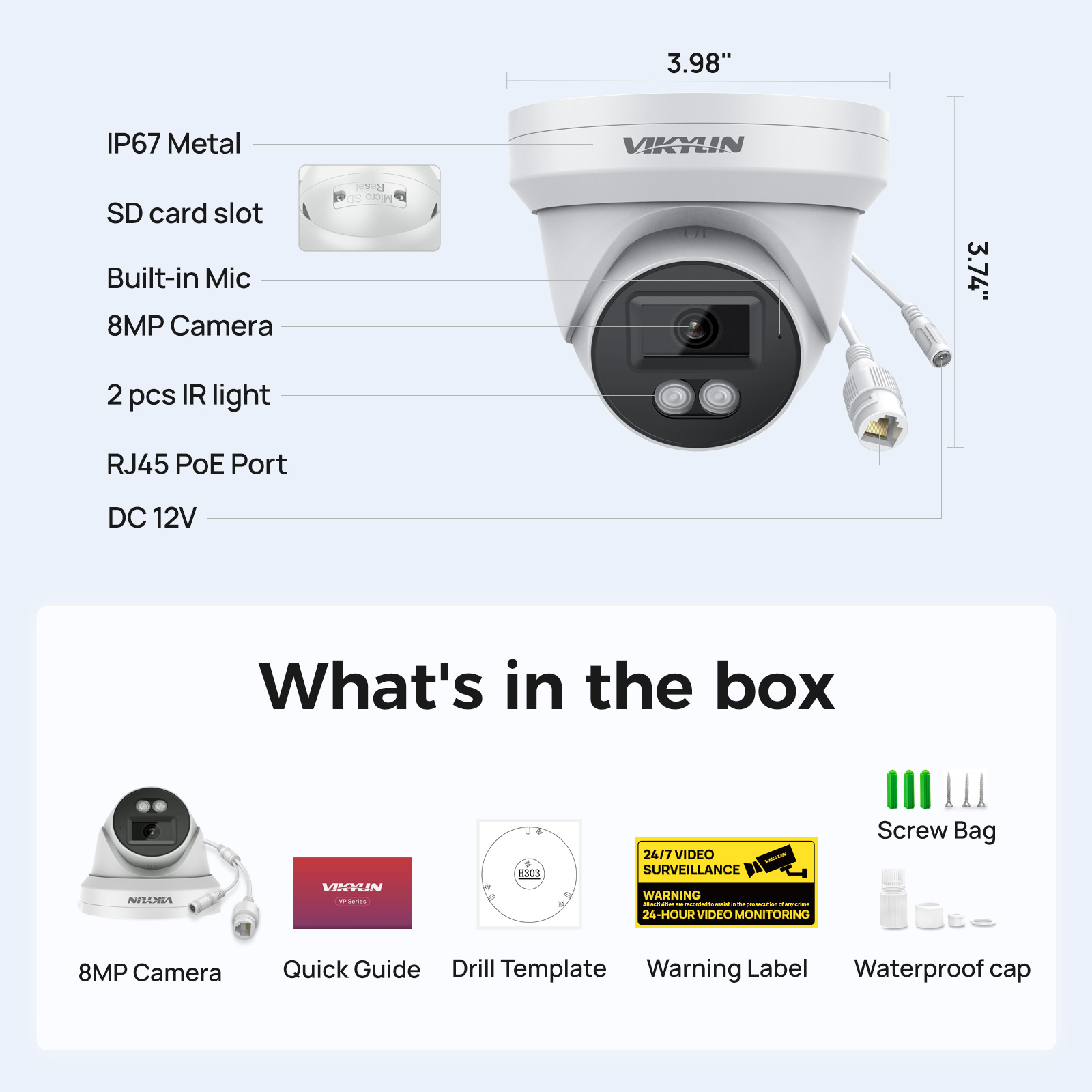 Outdoor Lighting Mains Powered - VIKYLIN Telecamera di Sicurezza IP HD