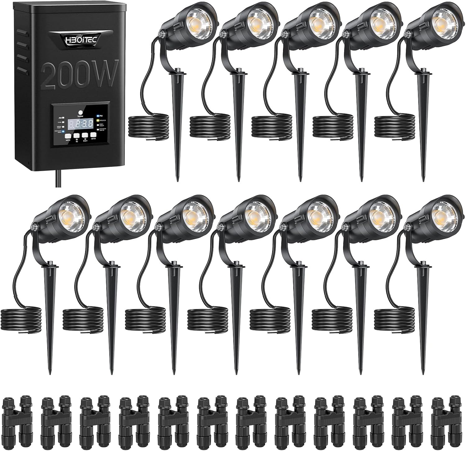 Outdoor Lighting Kit With Transformer - Kit Illuminazione Paesaggistica 12W, Trasformatore Bassa