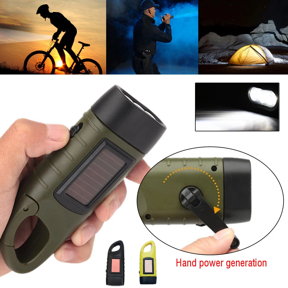 Fire Torch Solar - Torcia LED Ricaricabile a Manovella e