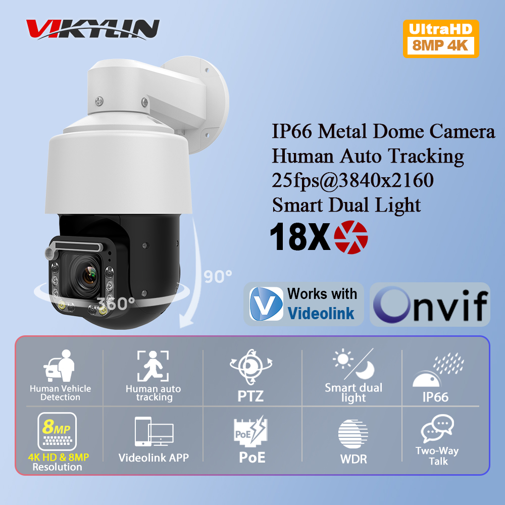 Outdoor Lighting Mains Powered - Telecamera IP PTZ Vikylin 4K 8MP